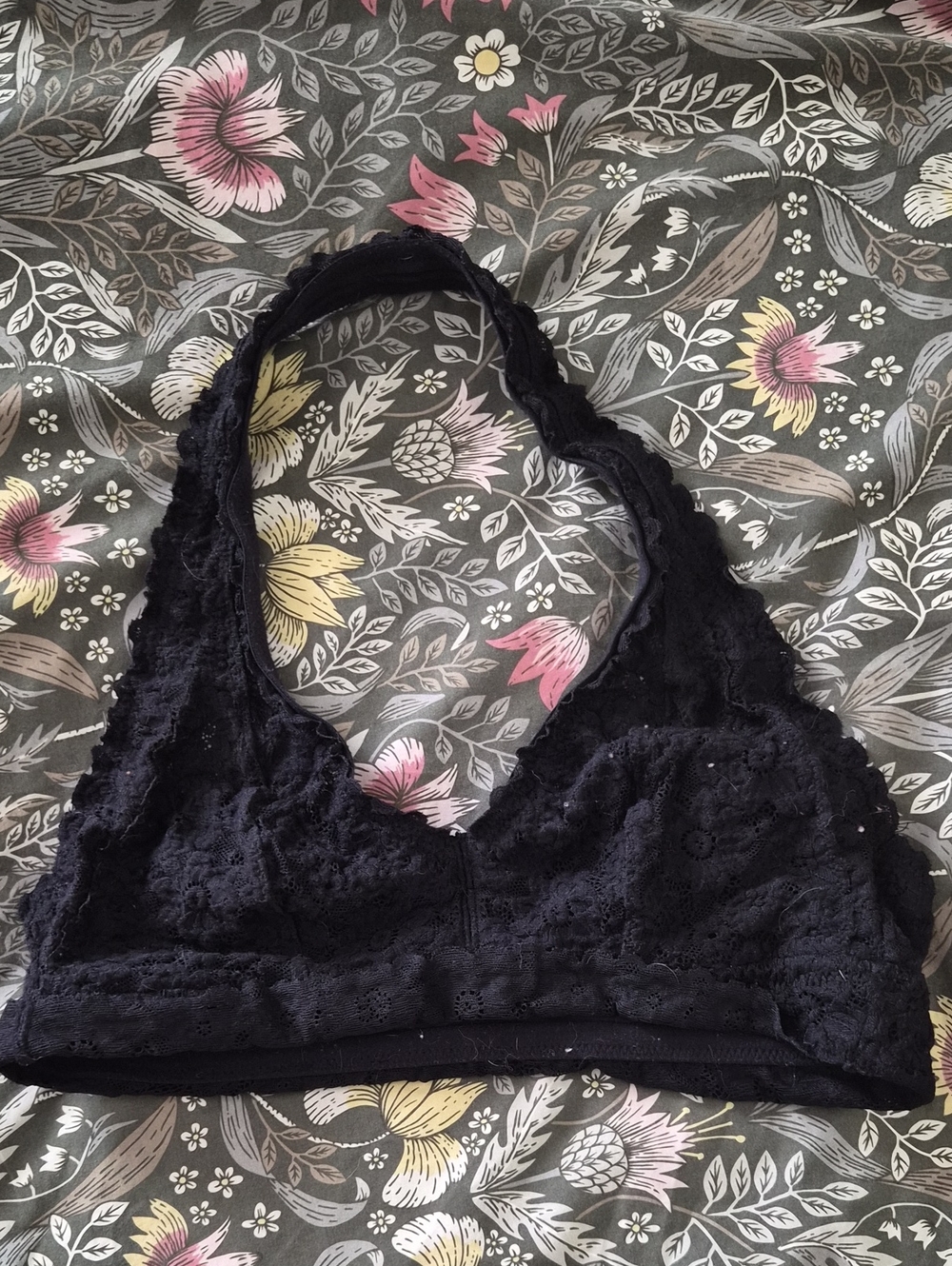 2/$10 Lace Halter Bralette — Black